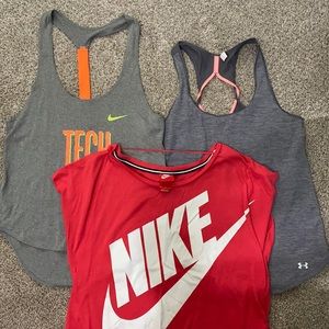 3 Pack Workout tops.  Nike and Under Armor